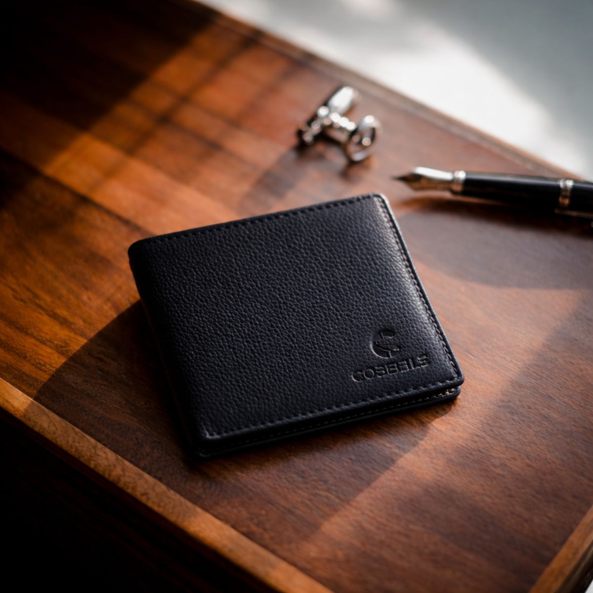Cobbble Duo Leather Wallet - Black