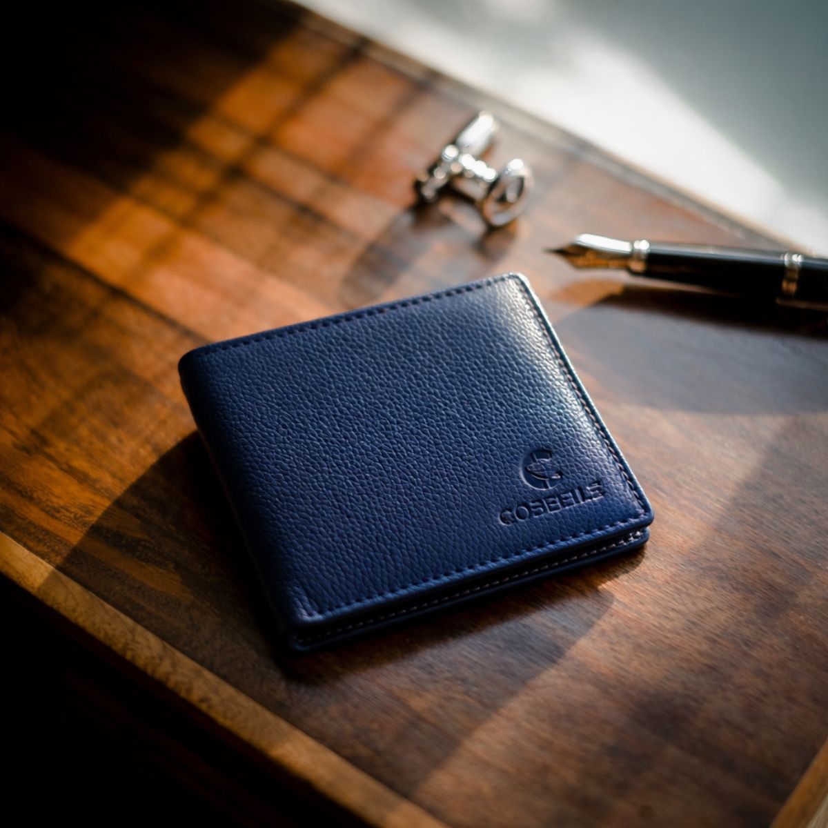 Cobbble Duo Leather Wallet - Blue