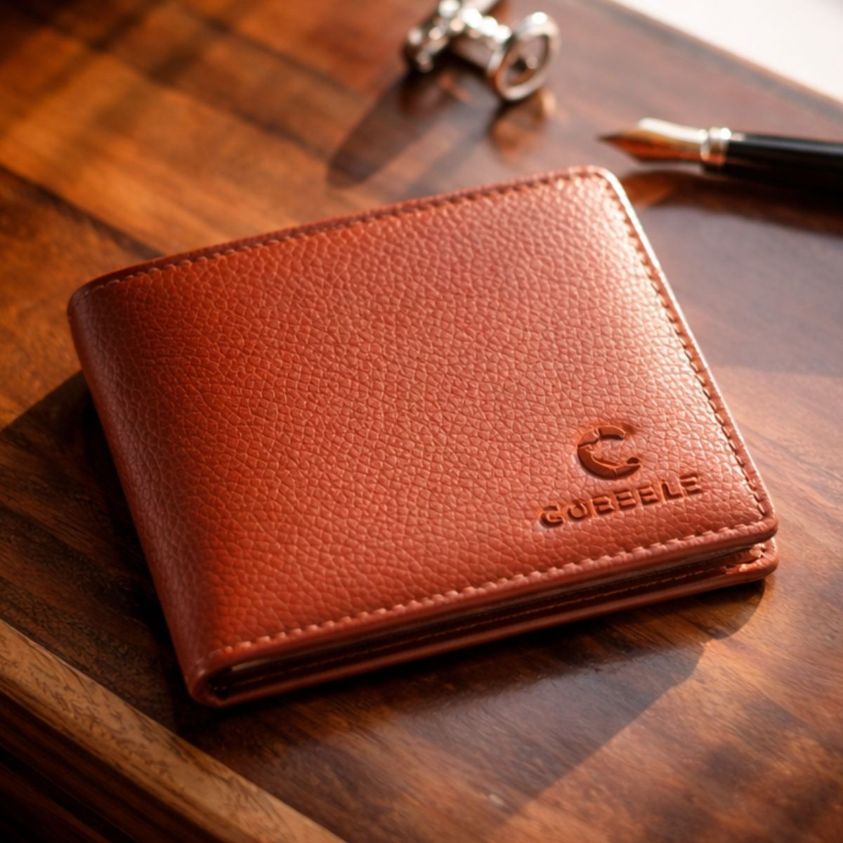 Cobbble Duo Leather Wallet - Tan