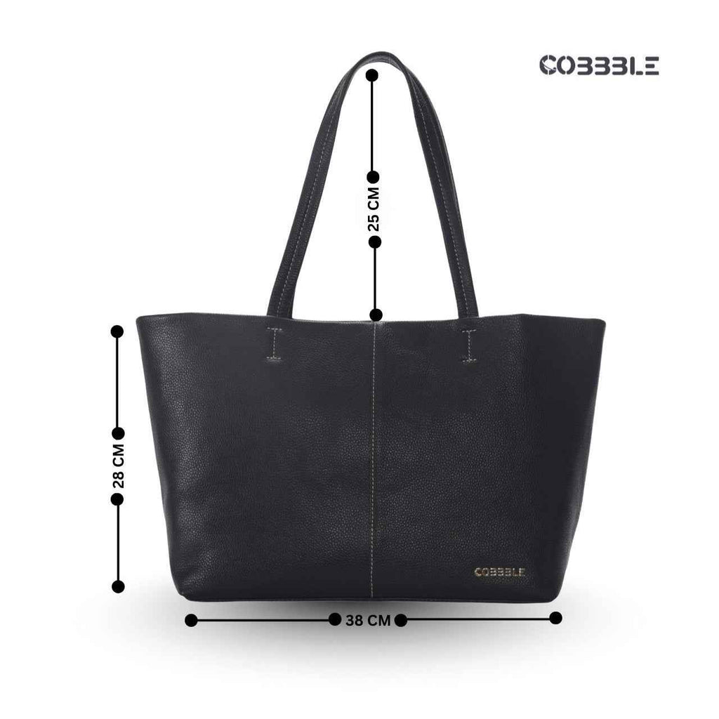 Leather Tote Bag for Women - Cobbble Classic Tote Bag - Black