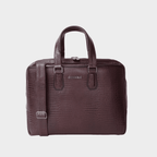 Luxury Bag for Office: Cobbble Croco Executive Laptop Briefcase - Cherry