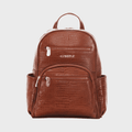 Leather Backpack for Women - Cobbble Woman Croco Day Backpack in Tan