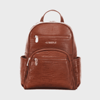 Leather Backpack for Women - Cobbble Woman Croco Day Backpack in Tan