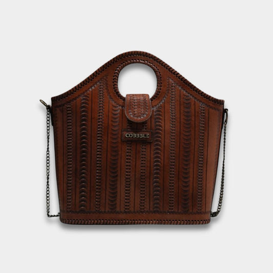 Cobbble Signature Tooled Tote - Tan