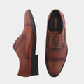 Luxury Cobbble Fusion Genuine Leather Brogue Shoes - Tan