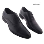 Luxury Shoes: Cobbble Fusion Genuine Leather Brogue Shoes - Black