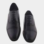 Luxury Shoes: Cobbble Fusion Genuine Leather Brogue Shoes - Black
