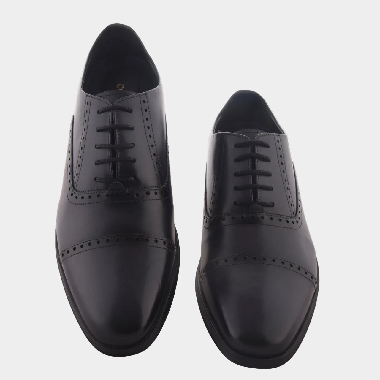 Cobbble Fusion Genuine Leather Brogue Shoes - Black