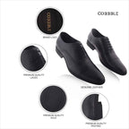 Luxury Shoes: Cobbble Fusion Genuine Leather Brogue Shoes - Black