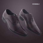 Luxury Shoes: Cobbble Fusion Genuine Leather Brogue Shoes - Cherry