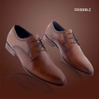 Luxury Shoes: Cobble Men's Genuine Leather Classic Brogue Shoes - Tan