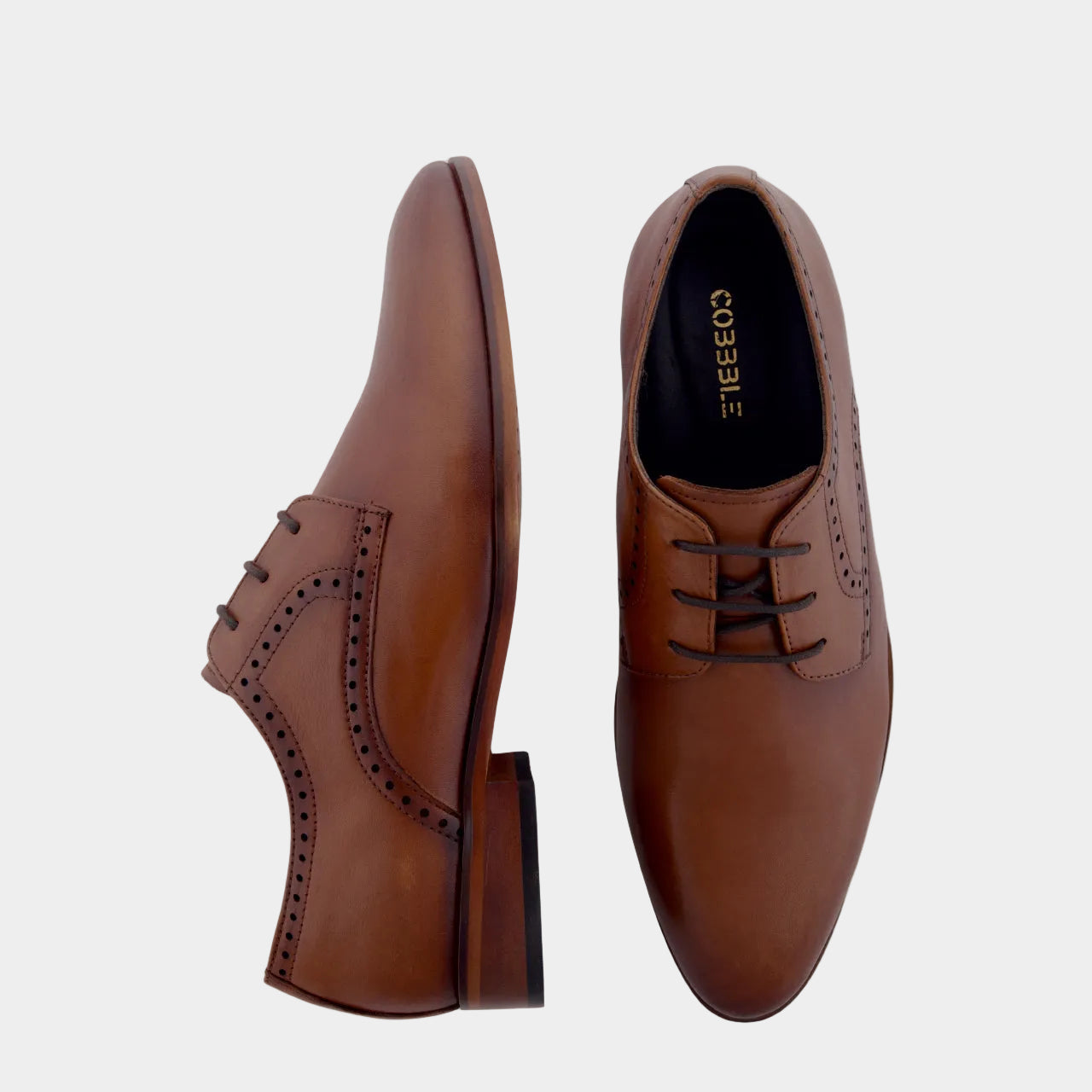 Cobble Men's Genuine Leather Classic Brogue Shoes - Tan