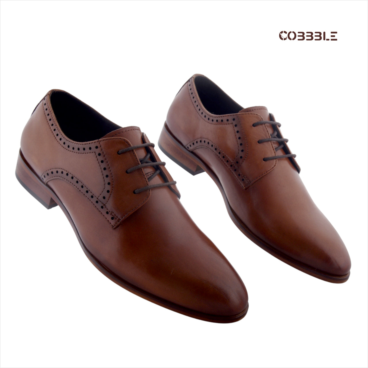 Cobble Men's Genuine Leather Classic Brogue Shoes - Tan
