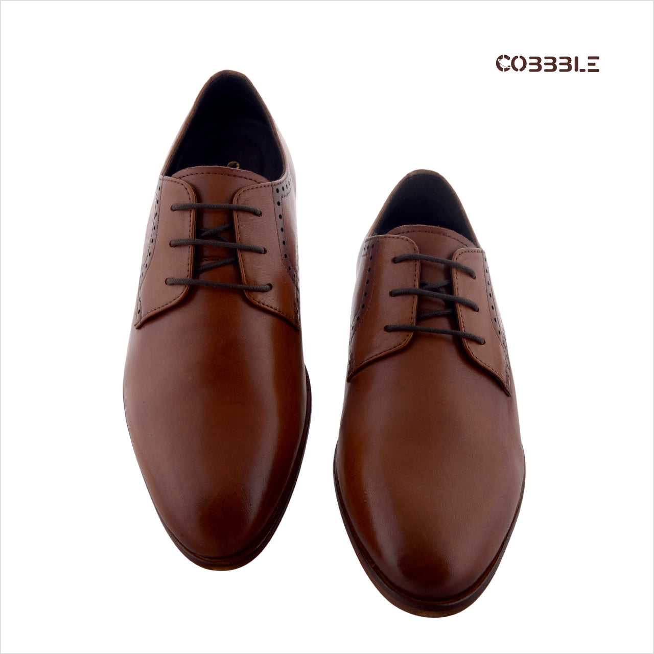 Cobble Men's Genuine Leather Classic Brogue Shoes - Tan