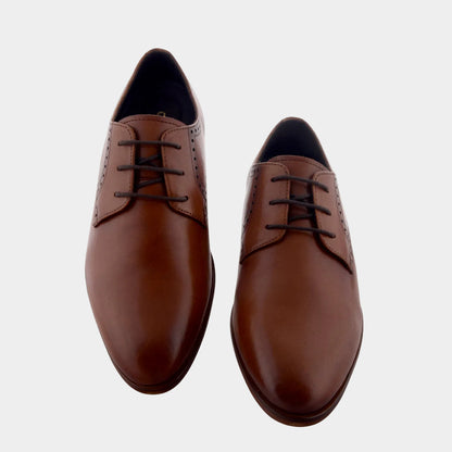 Cobble Men's Genuine Leather Classic Brogue Shoes - Tan