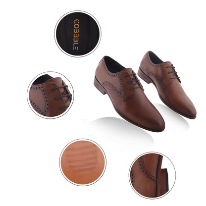 Cobble Men's Genuine Leather Classic Brogue Shoes - Tan