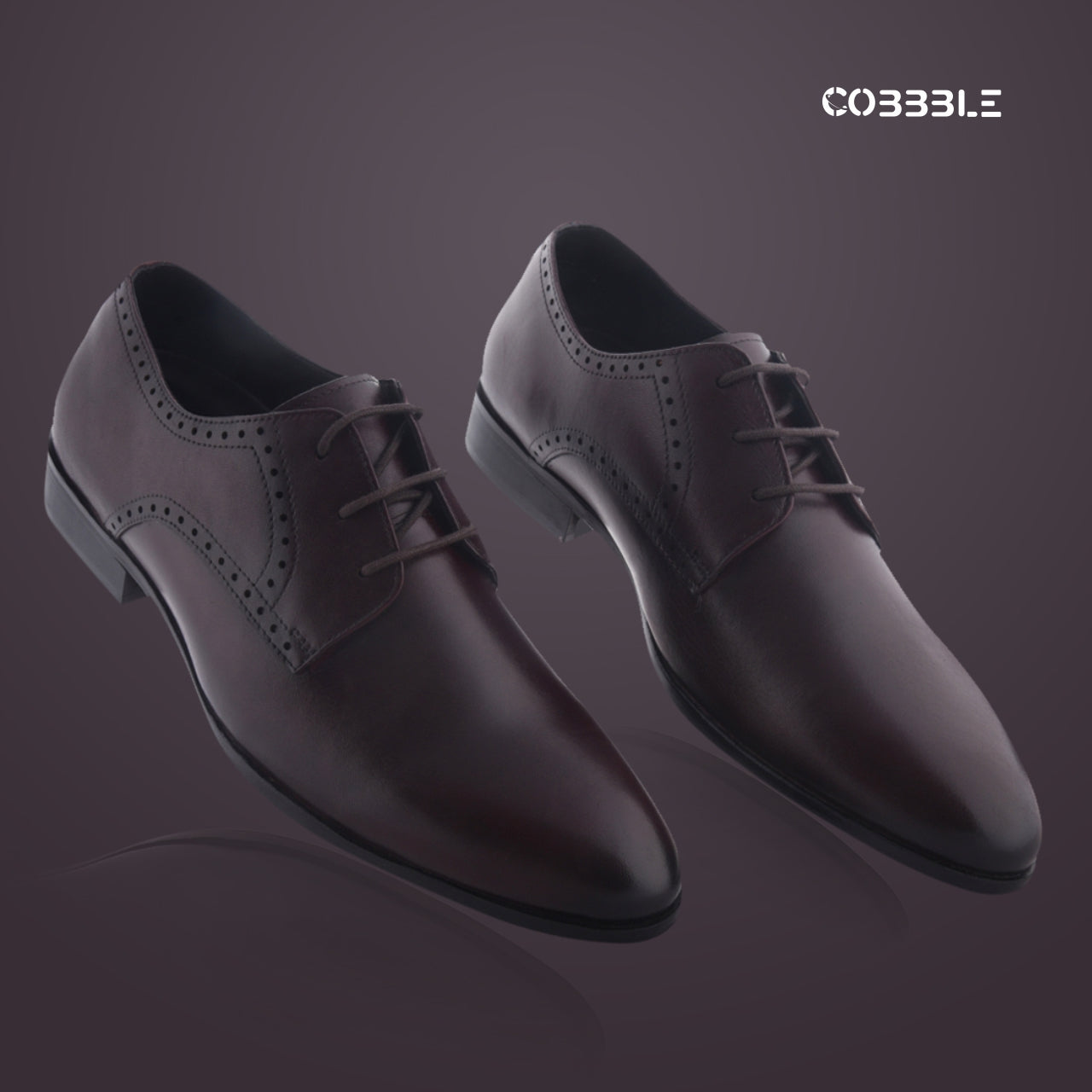 Cobble Men's Genuine Leather Classic Brogue Shoes - Dark Brown