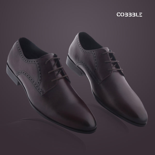 Cobble Men's Genuine Leather Classic Brogue Shoes - Dark Brown