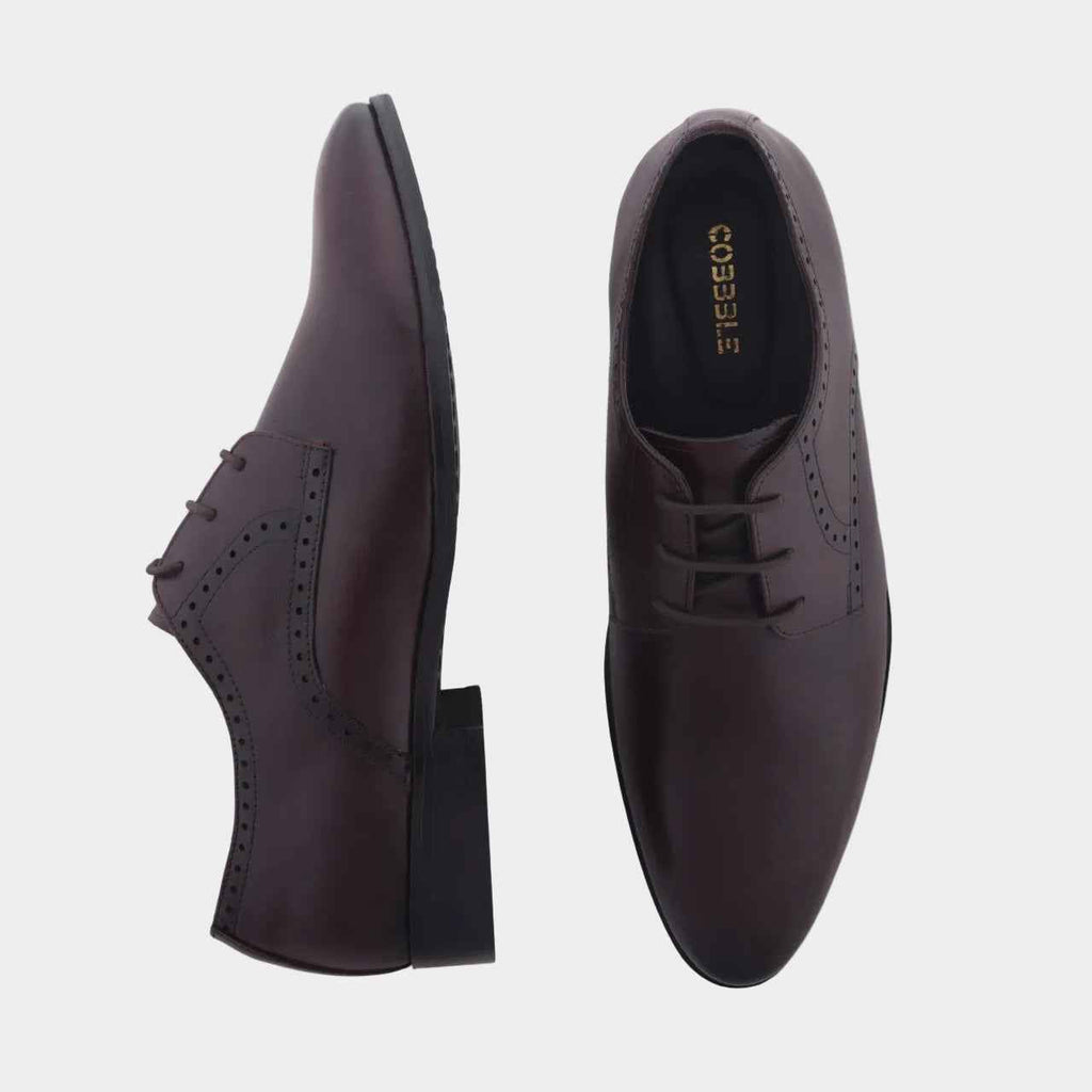 Luxury Shoes for Men - Cobble Genuine Leather Classic Brogue Shoes - Dark Brown