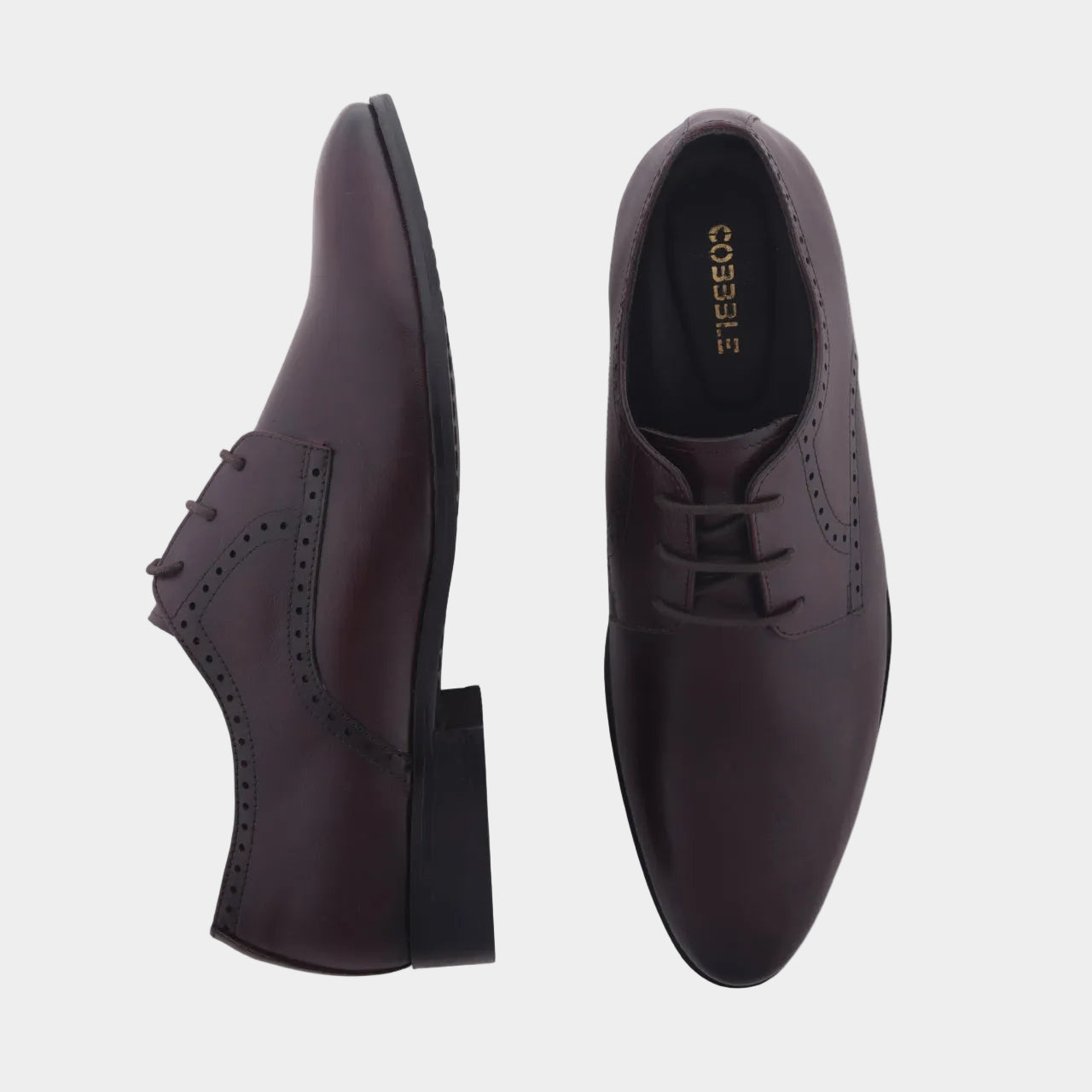 Cobble Men's Genuine Leather Classic Brogue Shoes - Dark Brown