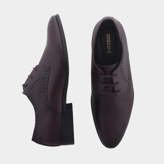 Cobble Men's Genuine Leather Classic Brogue Shoes - Dark Brown