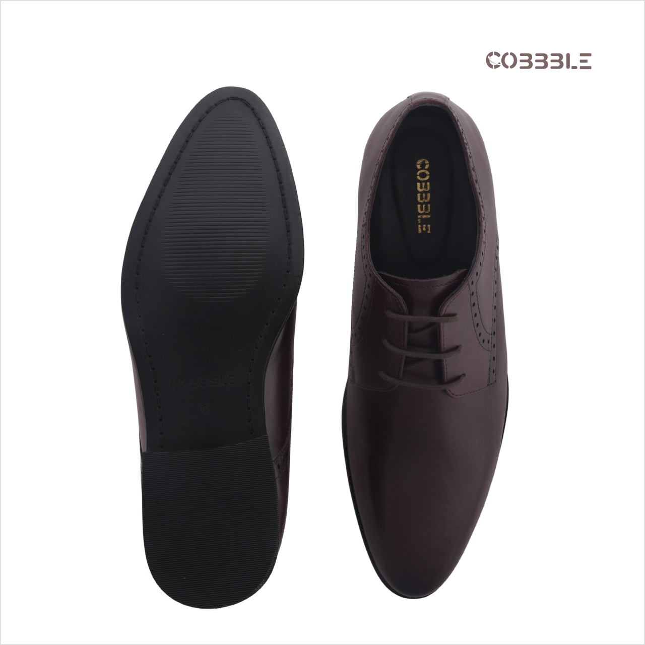 Cobble Men's Genuine Leather Classic Brogue Shoes - Dark Brown