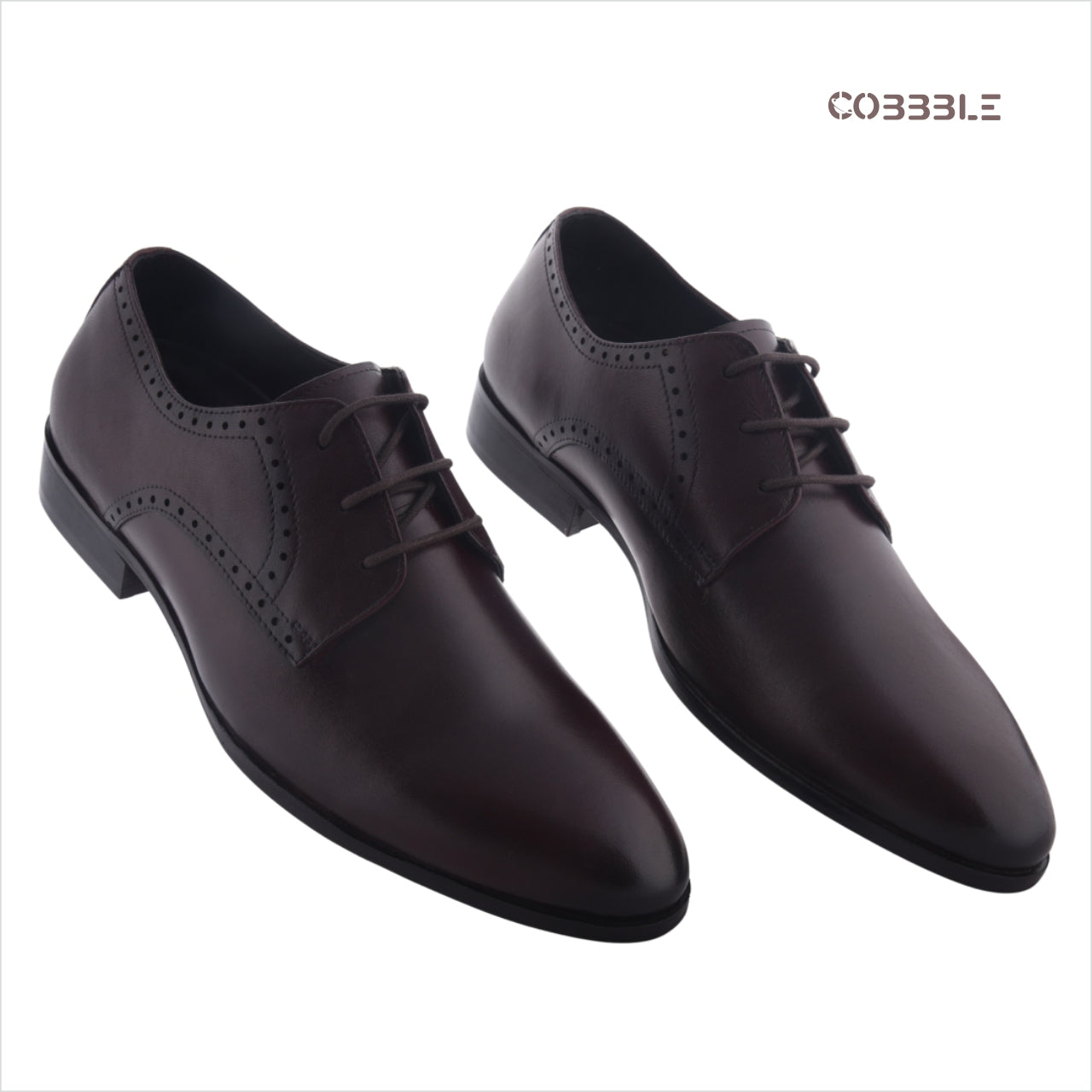 Cobble Men's Genuine Leather Classic Brogue Shoes - Dark Brown