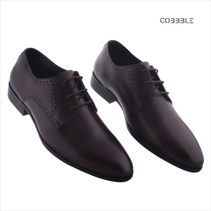 Cobble Men's Genuine Leather Classic Brogue Shoes - Dark Brown