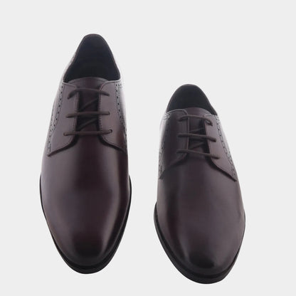 Cobble Men's Genuine Leather Classic Brogue Shoes - Dark Brown