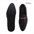 Cobbble Men's Genuine Leather Woven Loafer Shoes - Cherry
