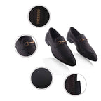 Cobbble Men's Genuine Leather Woven Loafer Shoes - Cherry