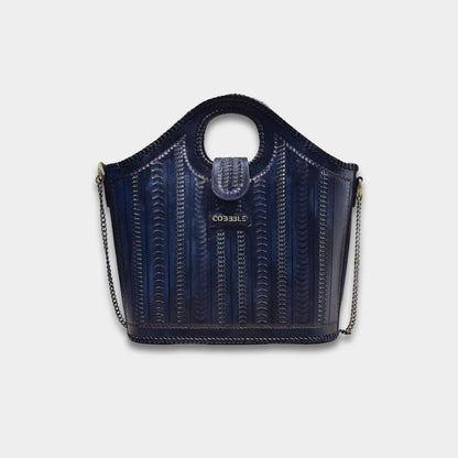 Cobbble Signature Tooled Tote - Blue