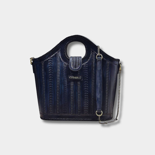 Cobbble Signature Tooled Tote - Blue