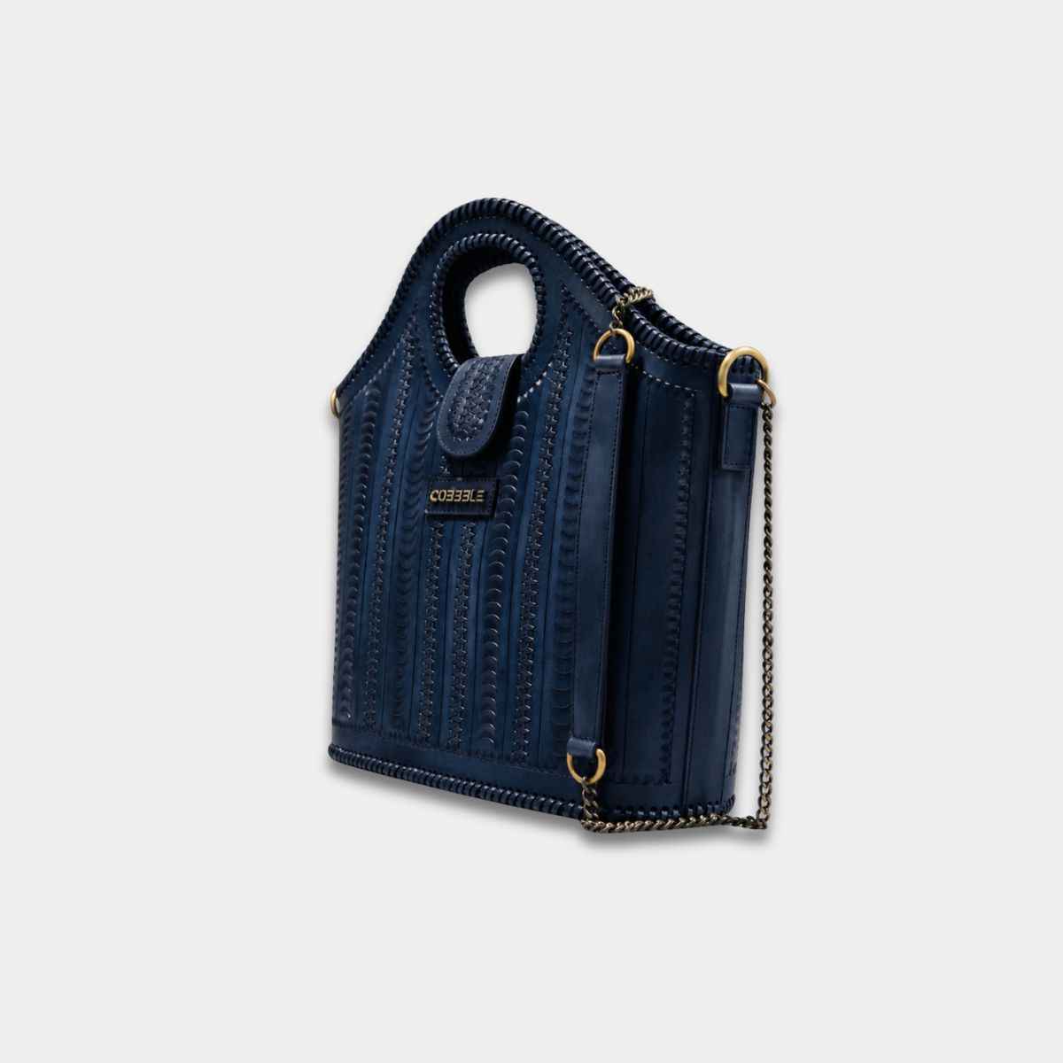 Cobbble Signature Tooled Tote - Blue