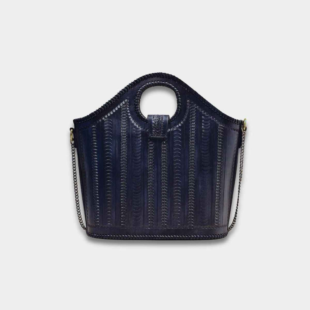 Cobbble Signature Tooled Tote - Blue