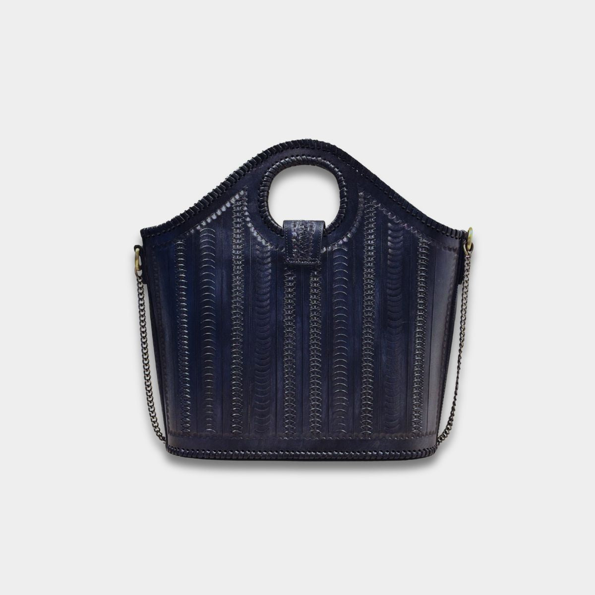 Cobbble Signature Tooled Tote - Blue