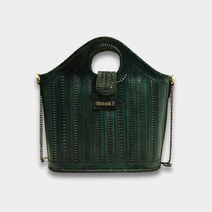 Cobbble Signature Tooled Tote - Olive Green