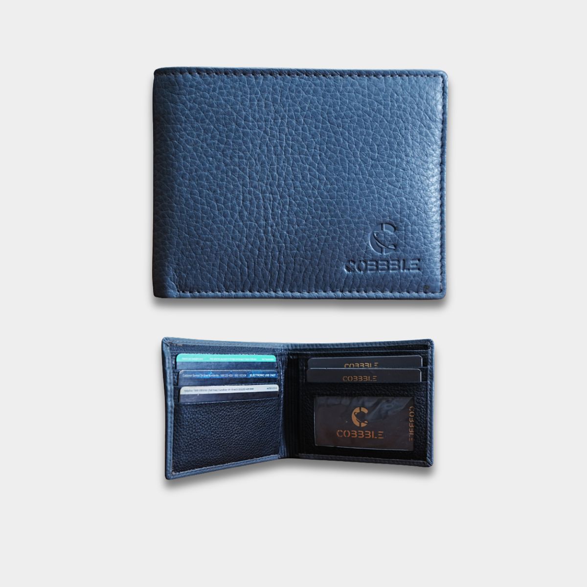 Cobbble Duo Leather Wallet - Grey