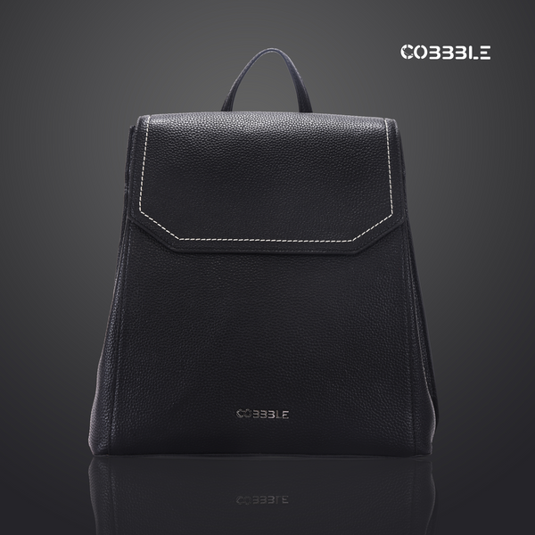 Cobbble Woman Mabel Flap Backpack – Black, Tab Sleeve