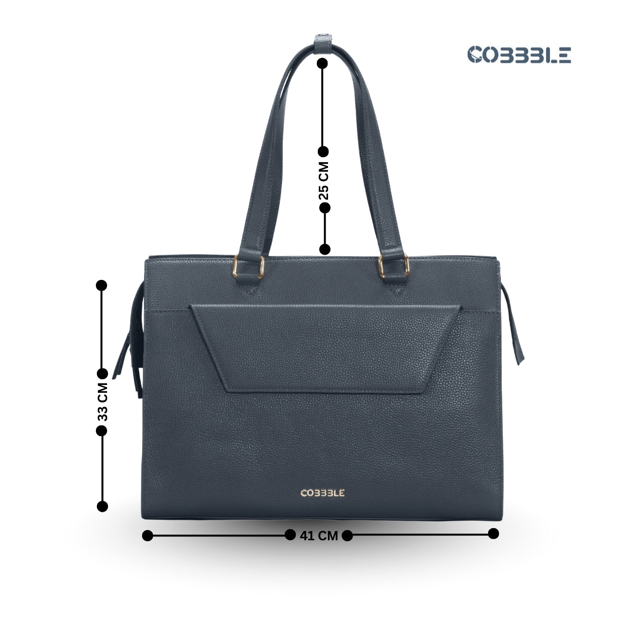 Cobbble Woman Shoulder Laptop Bag - Grey , Multi-Pocket
