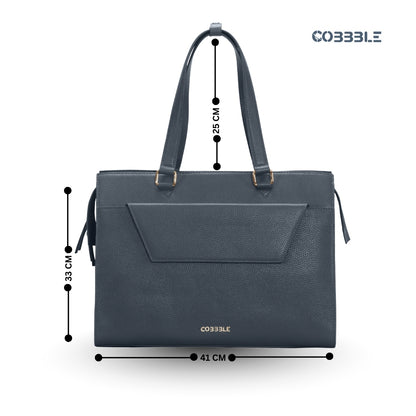 Cobbble Woman Shoulder Laptop Bag - Grey , Multi-Pocket