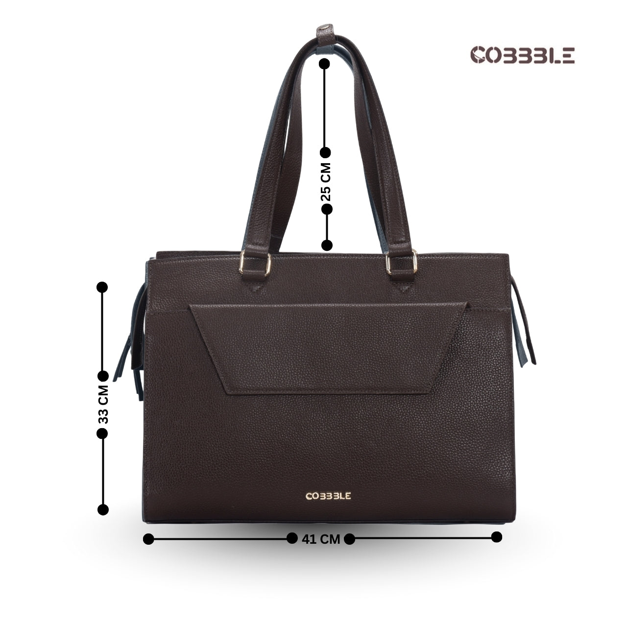 Cobbble Woman Shoulder Laptop Bag - Dark Brown, Multi-Pocket