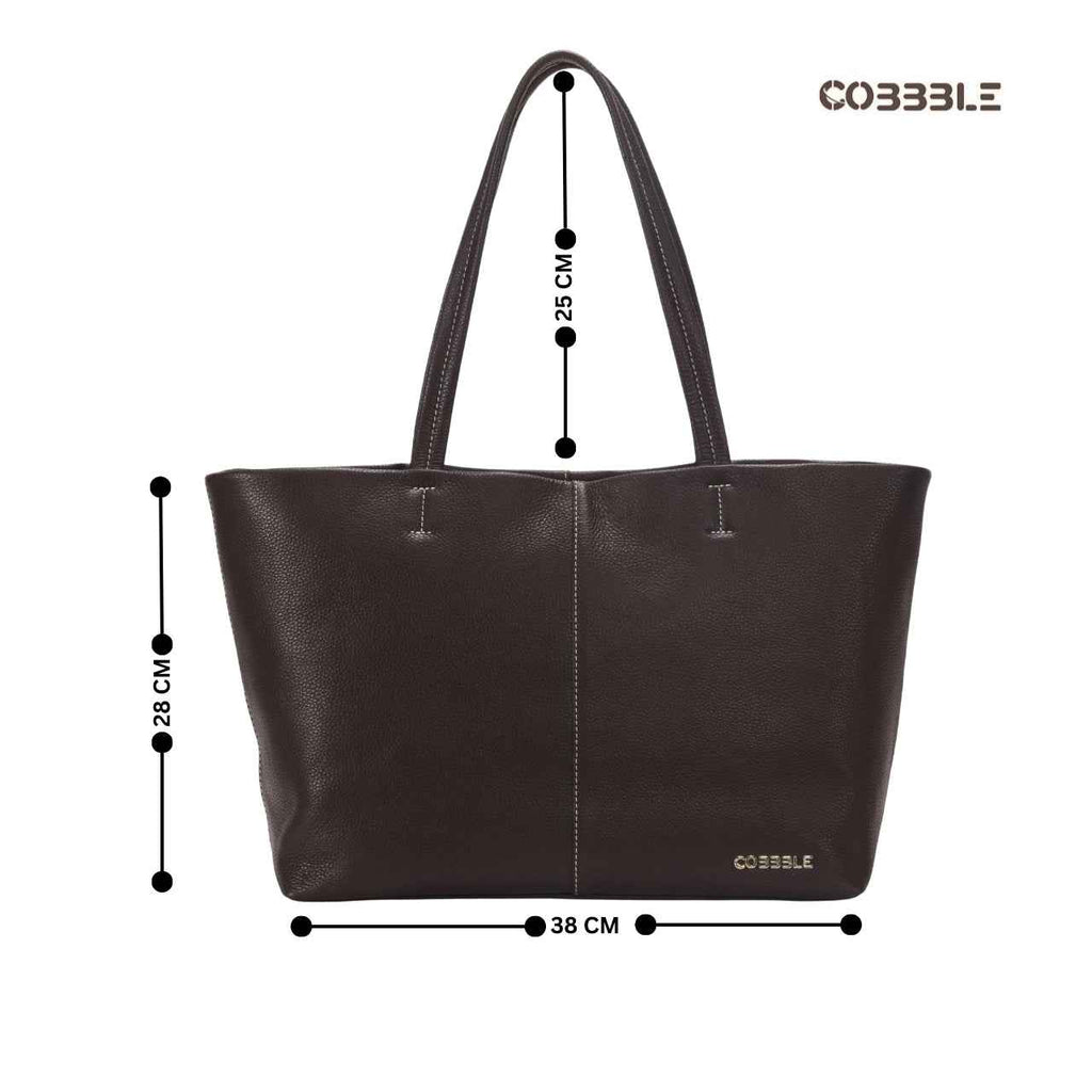 Leather Laptop Bags For Women - Cobbble Classic Tote Bag - Dark Brown