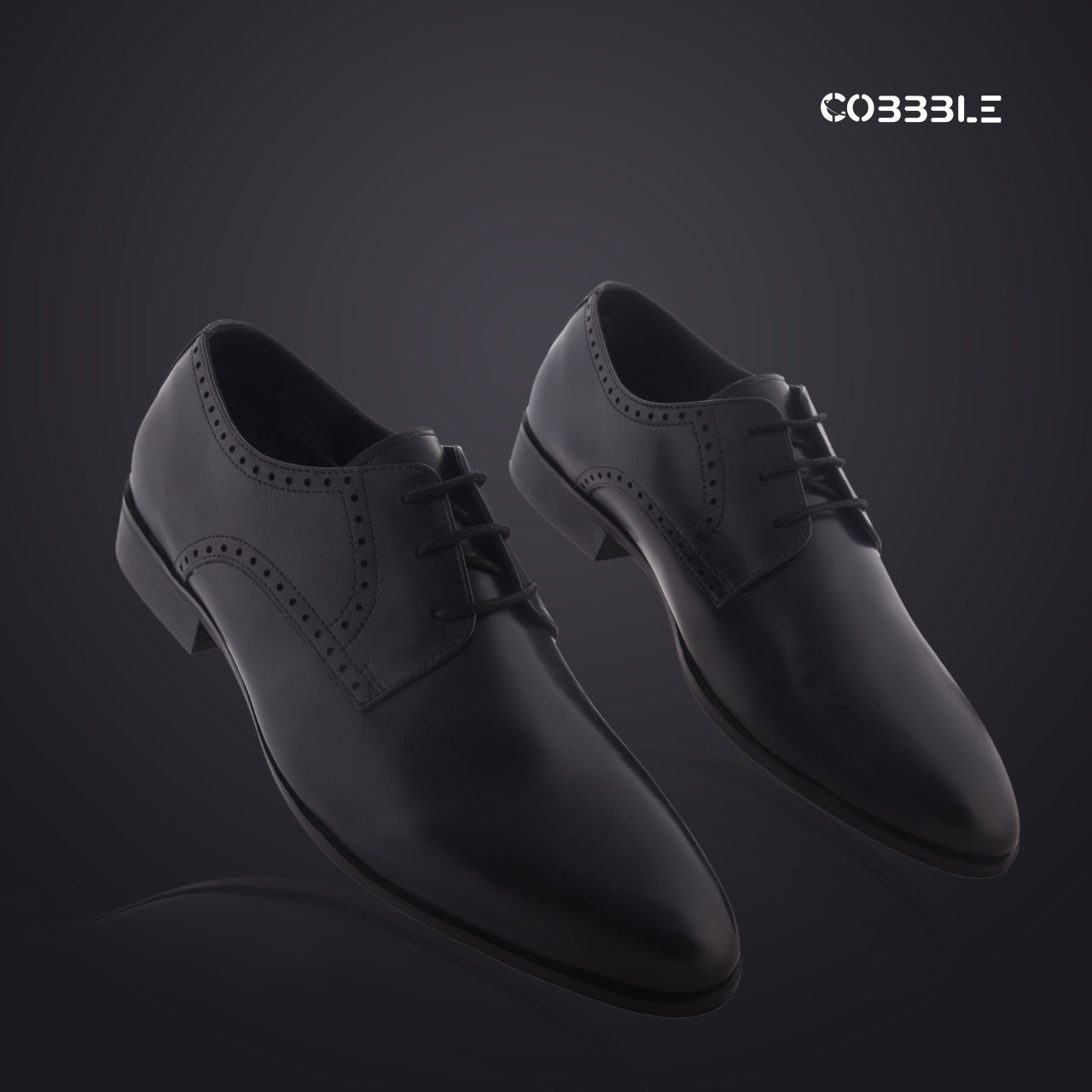 Cobble Men's Genuine Leather Classic Brogue Shoes - Black