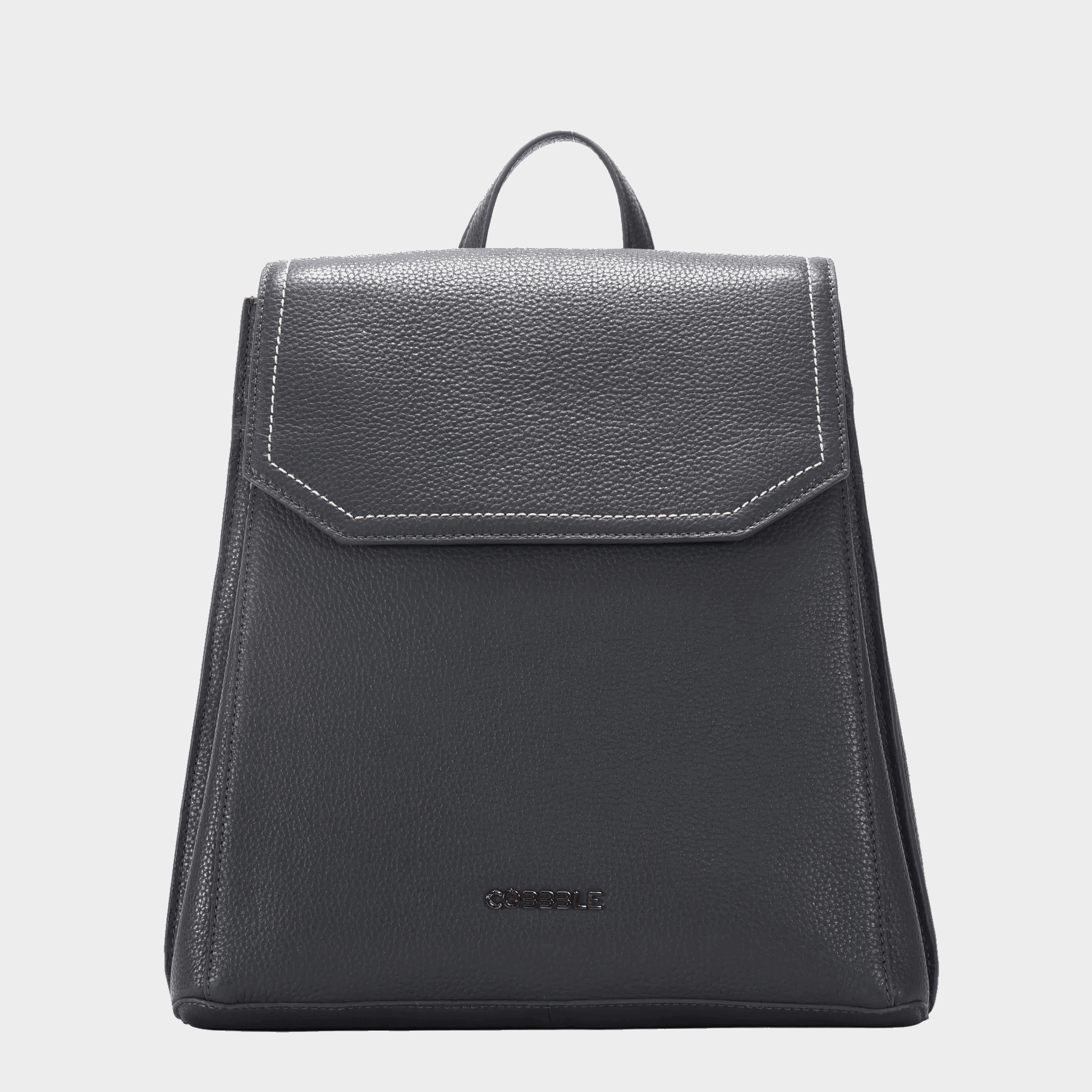 Cobbble Woman Mabel Flap Backpack – Gray, Tab Sleeve