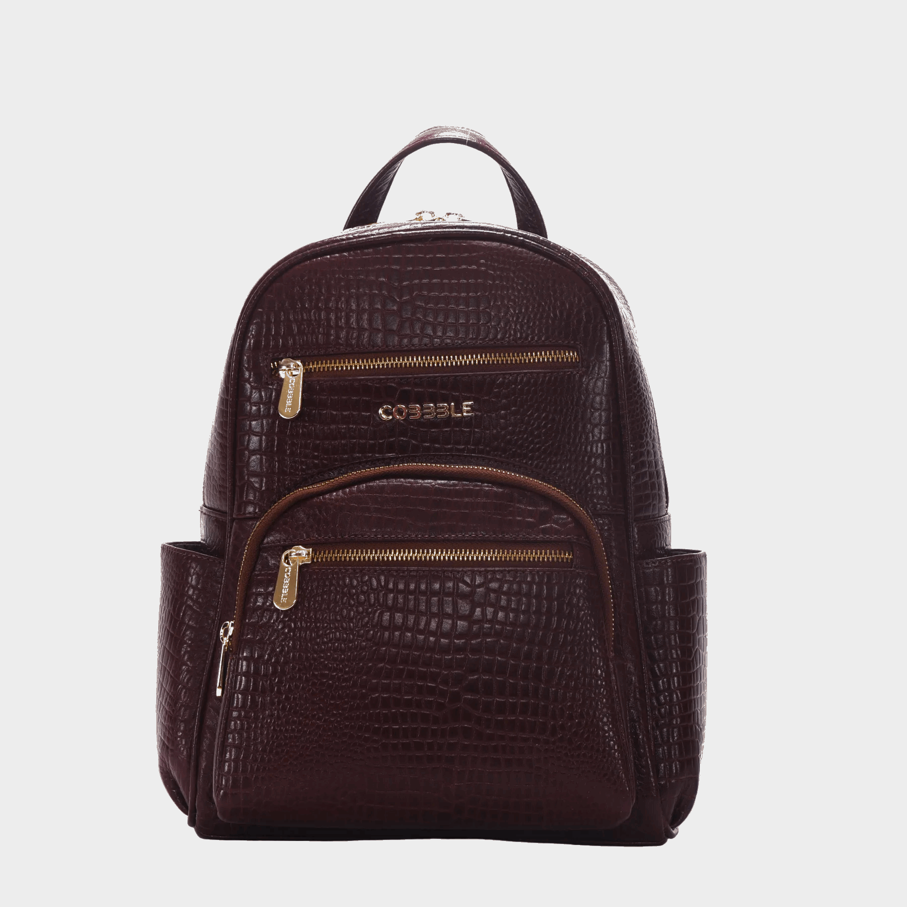 Cobbble Woman Croco Day Backpack - Cherry, Multi-Pocket