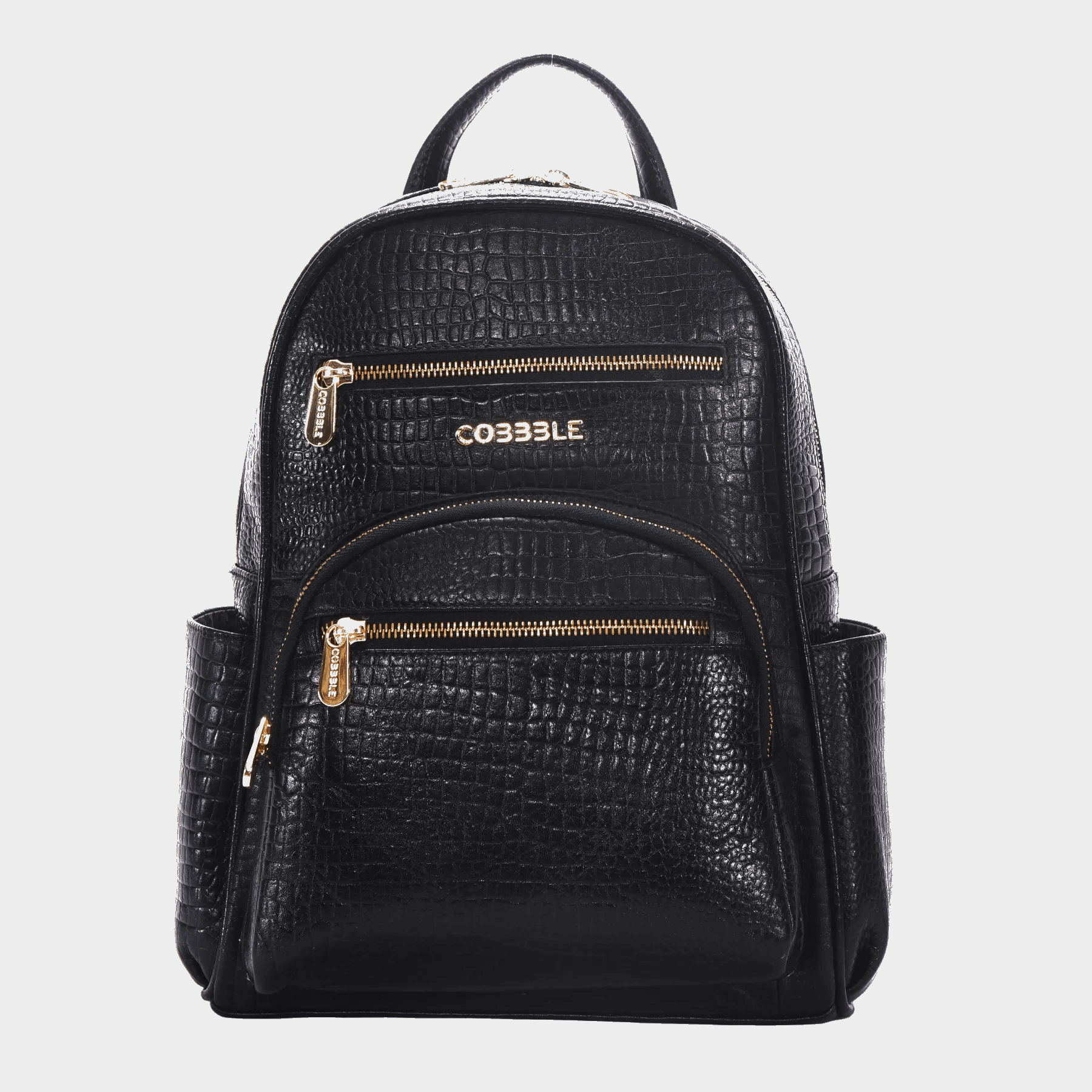 Cobbble Woman Croco Day Backpack - Black, Multi-Pocket