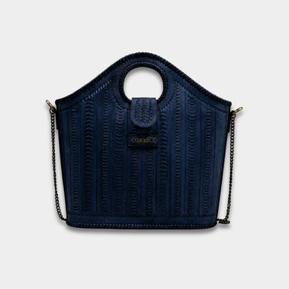 Cobbble Signature Tooled Tote - Blue