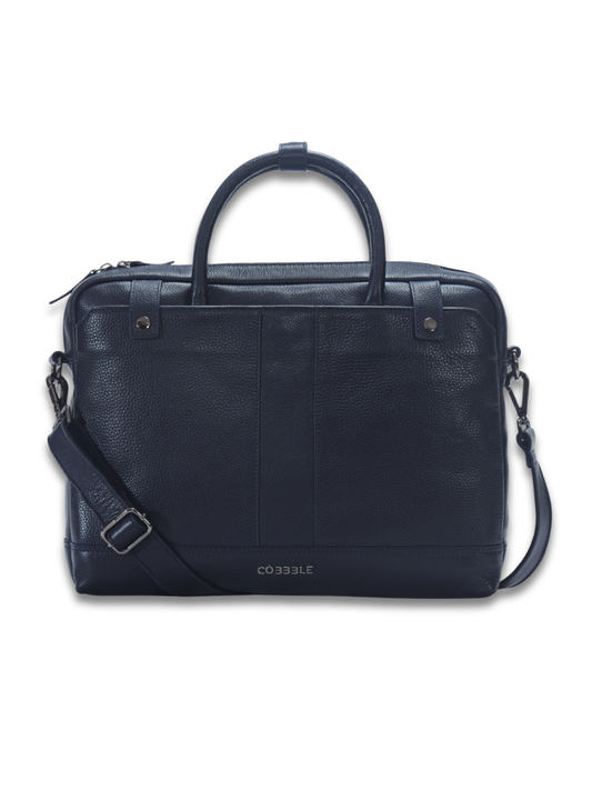 Cobbble Flat Grain Cambridge Laptop Briefcase - Blue