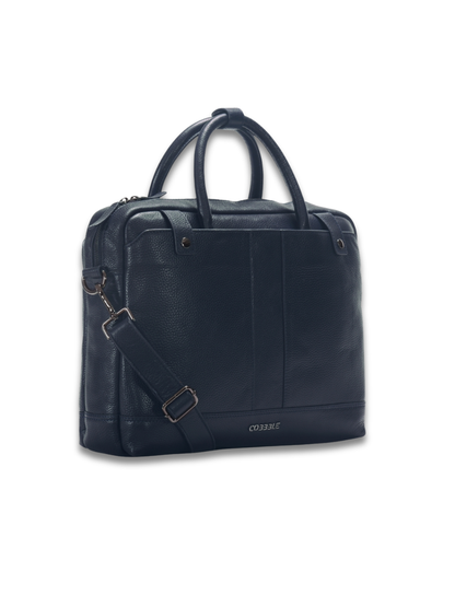 Cobbble Flat Grain Cambridge Laptop Briefcase - Blue